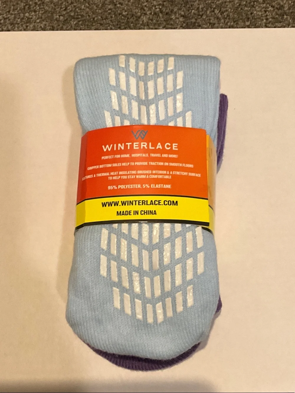 Winter lace Thermal Slipper Socks (3pk-purple,pink,blue)
